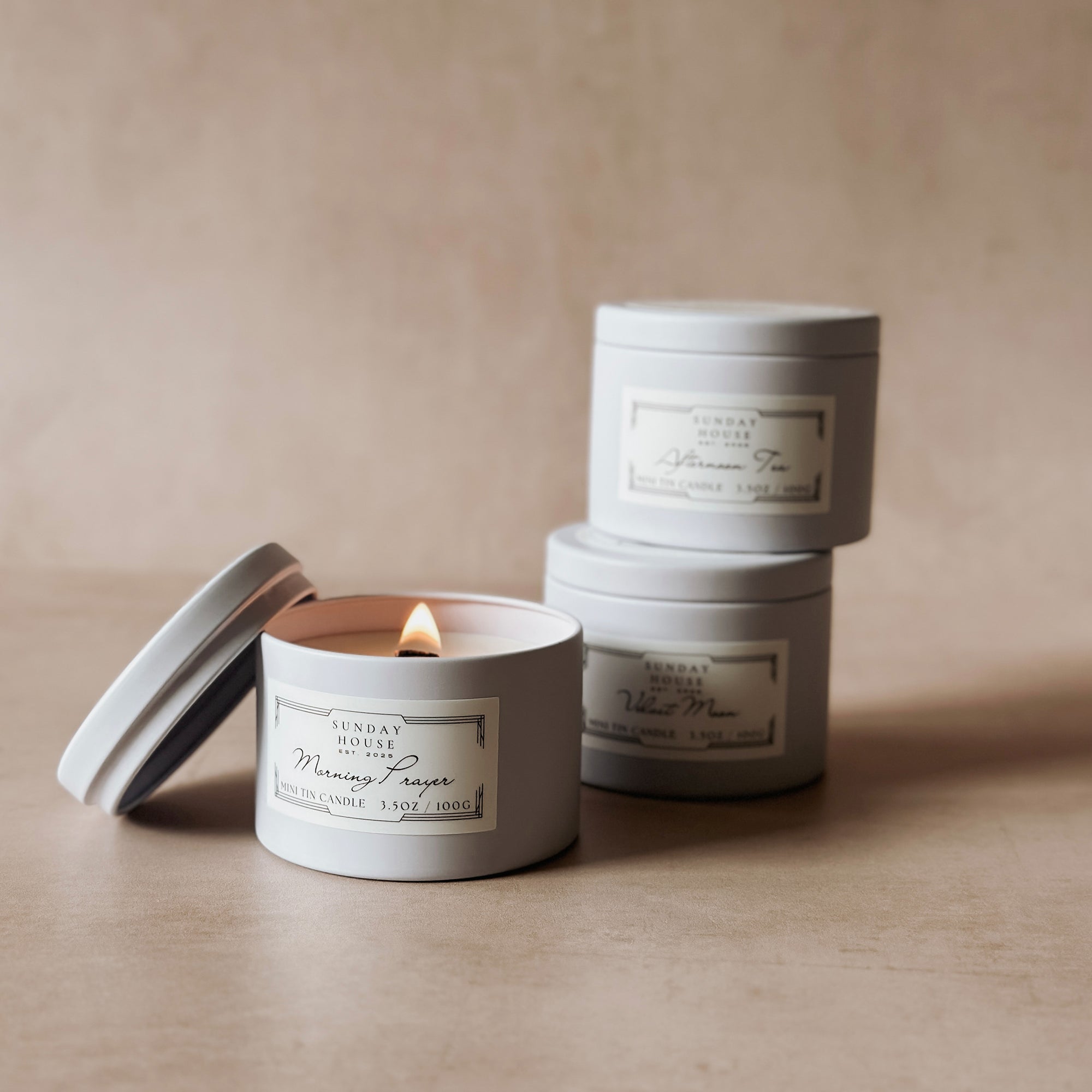AFTERNOON TEA MINI TIN CANDLE - SUNDAY HOUSE